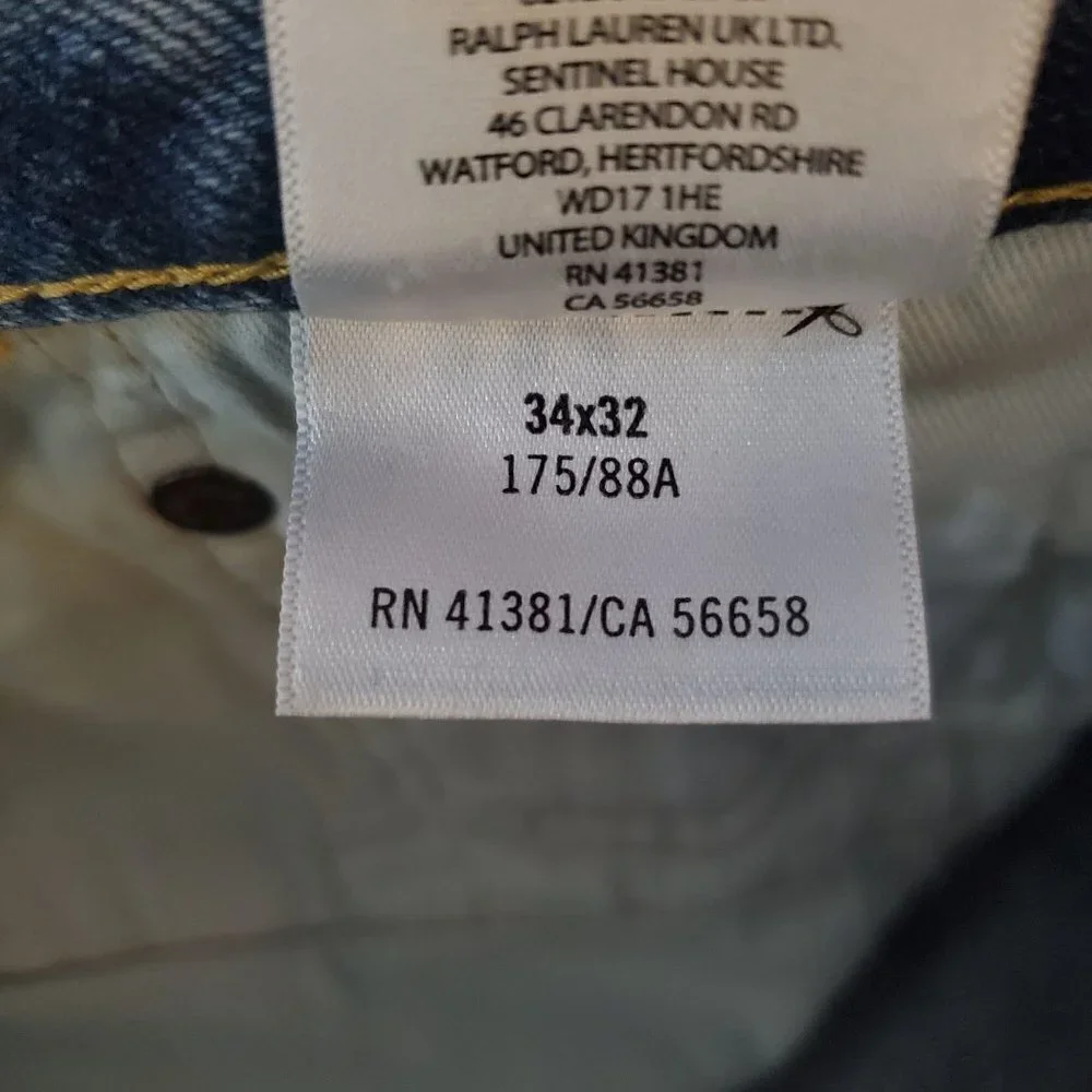 Polo Ralph Lauren‎ Varick Slim Straight Jeans 34x32 Actual 34x30 Paint Splatter